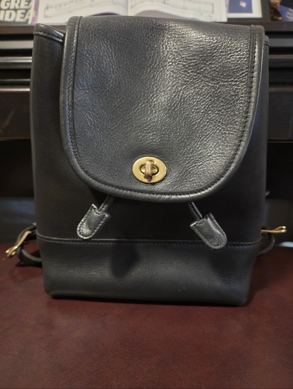 Vintage Coach 9960 Black Leather Mini Backpack